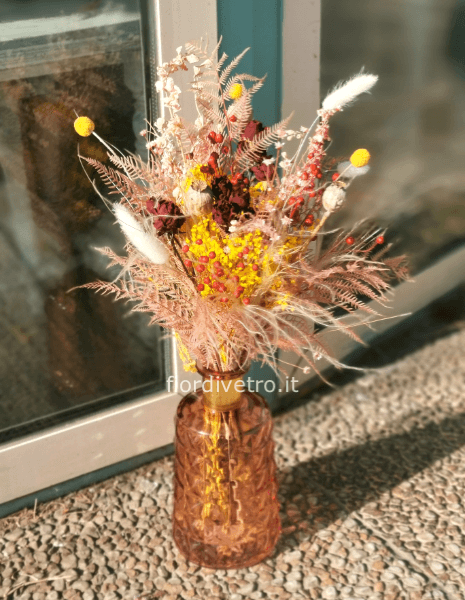Bouquet fiori secchi e stabilizzati in vaso